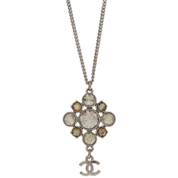Chanel Necklace Pendant Rhinestone Silver 10V 154175 - Picture 1 of 4